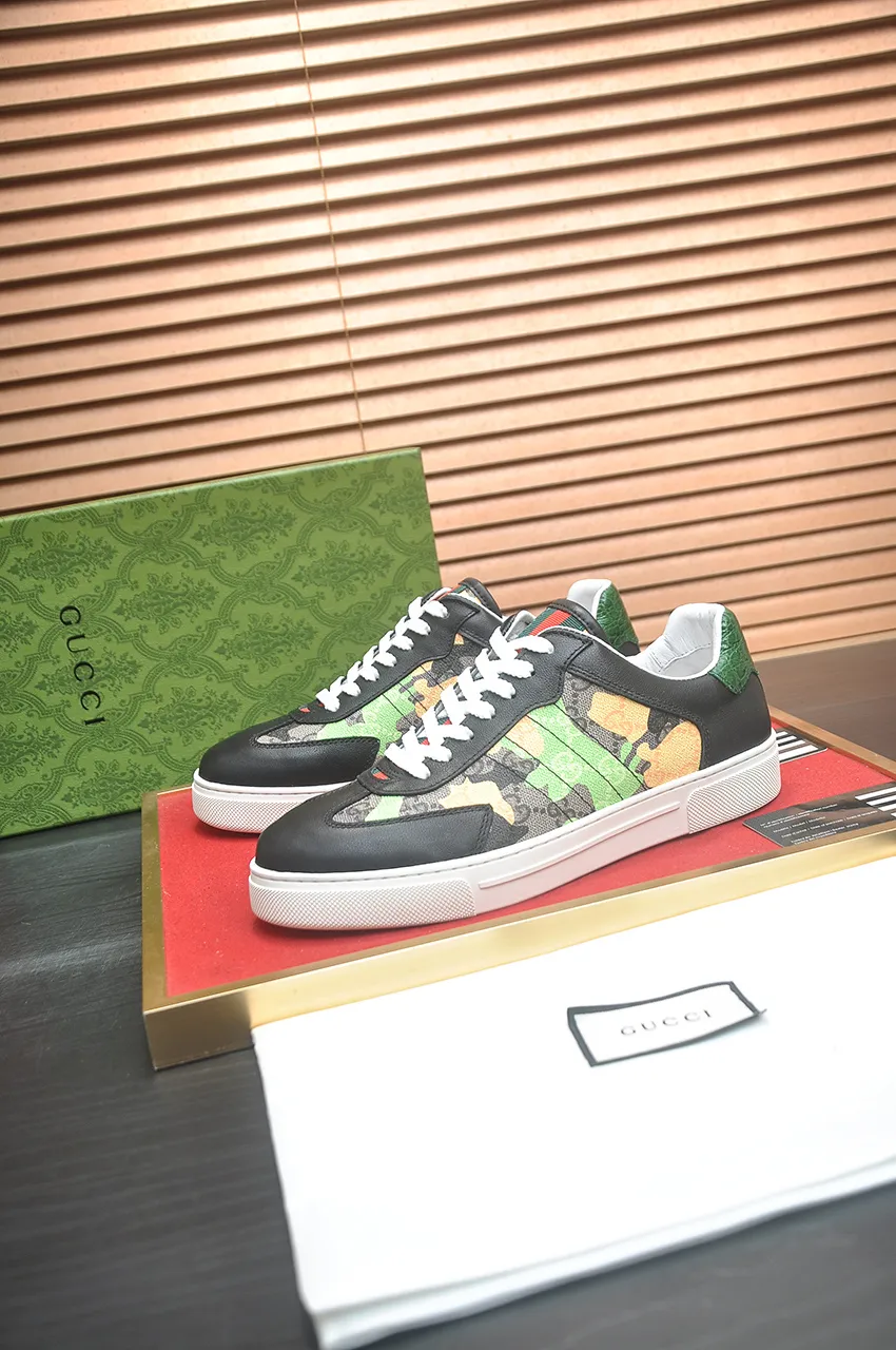 Men's men's shoes💰420💶[GUCCI Gucci] official website 1:1 men's sports shoes are now on the market, using original Gucci fabric + gluten lining, plus the official website original 1:1 comfortable outsole. Fashionable and versatile, super comfortable and breathable. 5 colors available, standard shoe size 38/45 (custom-made sizes 45 are non-refundable)